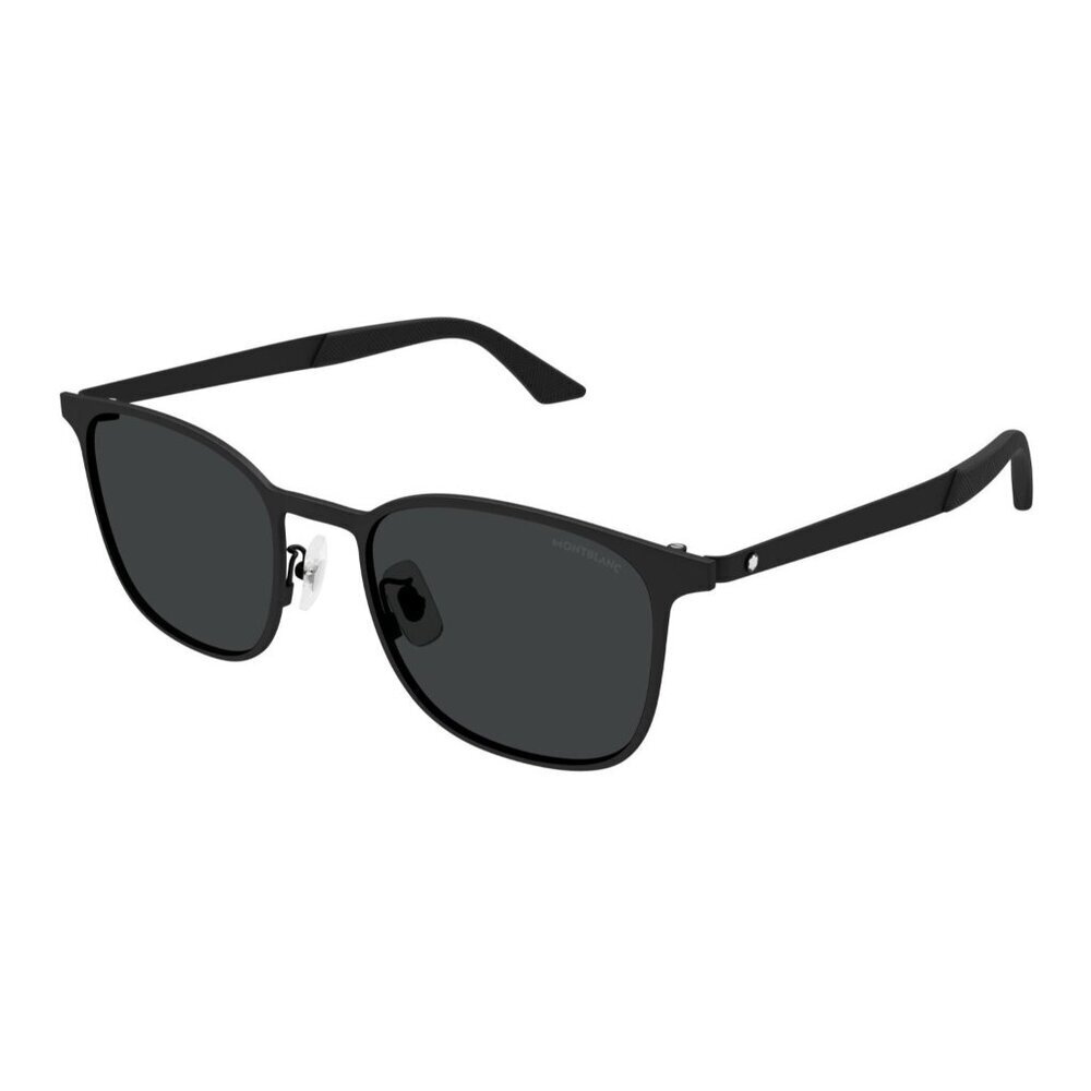 Mont Blanc Black Matte Metal Sunglasses with Dark Gray Lenses
